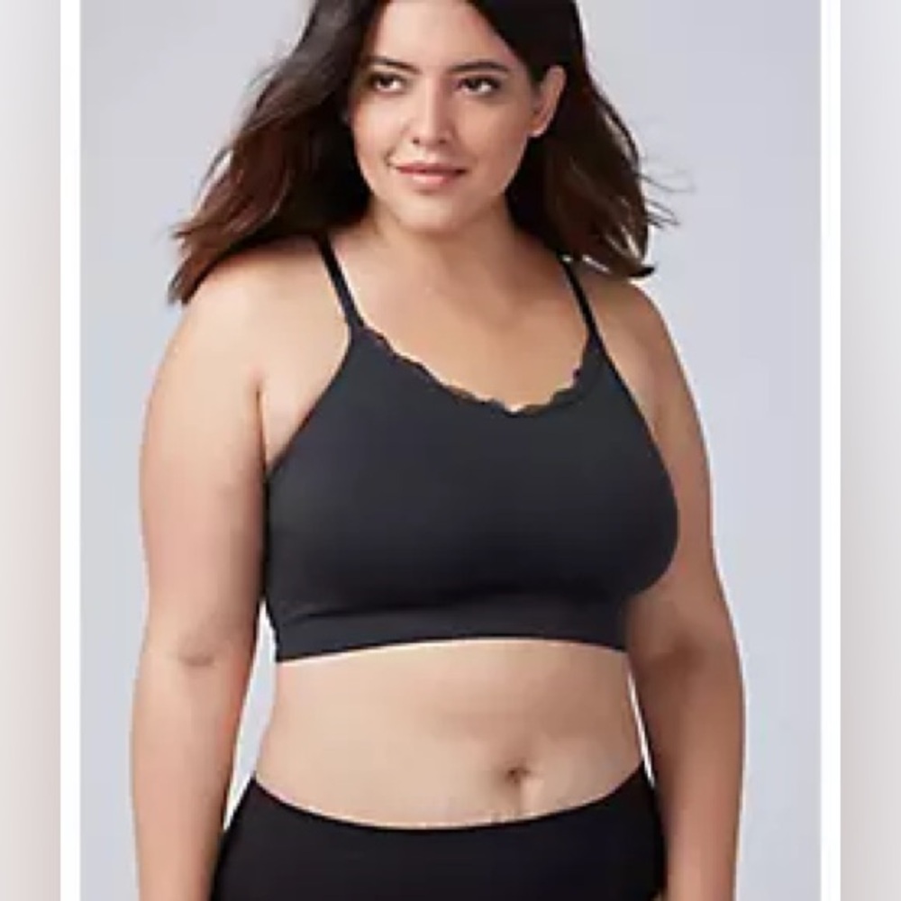 NWT LANE BRYANT Lace Racerback Black Bralette in Size 18/20